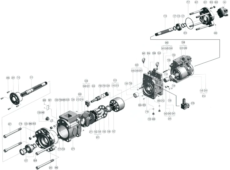 Main pump parts layout published by the manufacturer